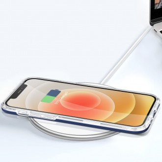 Clear 3in1 case for iPhone 12 blue frame gel cover