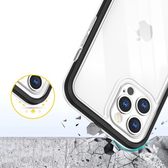 Clear 3in1 case for iPhone 12 Pro frame gel cover black