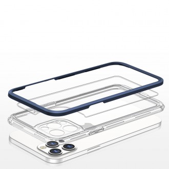 Clear 3in1 case for iPhone 12 Pro blue frame gel cover