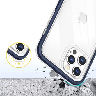 Clear 3in1 case for iPhone 12 Pro blue frame gel cover