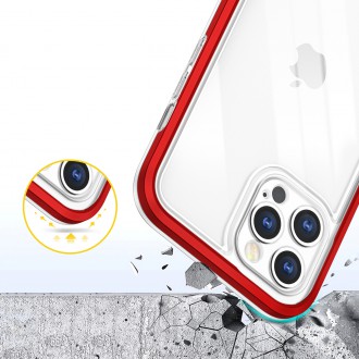 Clear 3in1 case for iPhone 12 Pro frame gel cover red