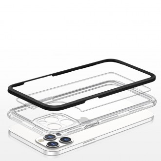 Clear 3in1 case for iPhone 12 Pro Max case gel cover with frame black