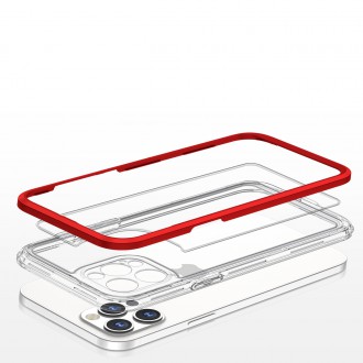Clear 3in1 Case for iPhone 12 Pro Max Frame Cover Gel Red