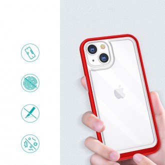 Clear 3in1 case for iPhone 13 mini gel cover with frame red