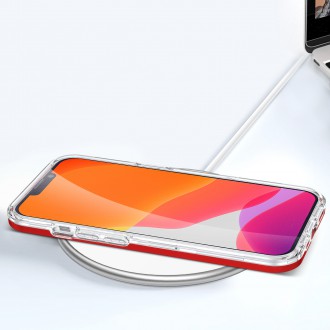 Clear 3in1 case for iPhone 13 mini gel cover with frame red