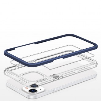 Clear 3in1 case for iPhone 13 blue frame gel cover