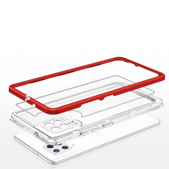 Clear 3in1 Case for Samsung Galaxy A42 5G Frame Gel Cover Red