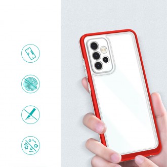 Clear 3in1 Case for Samsung Galaxy A52s 5G / A52 5G / A52 4G Frame Gel Cover Red