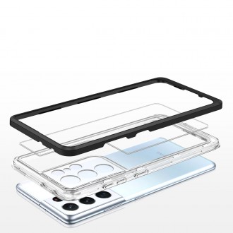 Clear 3in1 Case for Samsung Galaxy S21 Ultra 5G Frame Gel Cover Black