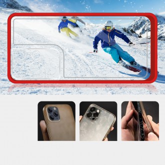 Clear 3in1 Case for Samsung Galaxy S22 Ultra Frame Gel Cover Red