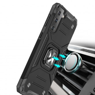 Wozinsky Ring Armor tough hybrid case cover + magnetic holder for Samsung Galaxy S22 black