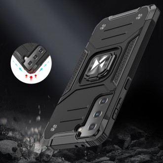 Wozinsky Ring Armor Tough Hybrid Case Cover + Magnetic Mount for Samsung Galaxy S22 + (S22 Plus) Silver
