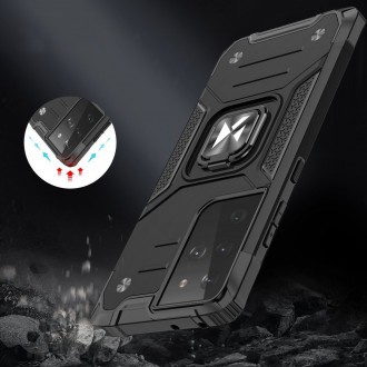 Wozinsky Ring Armor tough hybrid case cover + magnetic holder for Samsung Galaxy S22 Ultra silver