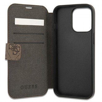 Guess GUBKP13L4GDBR iPhone 13 Pro / 13 6,1&quot; hnědá/hnědá kniha 4G Stripe