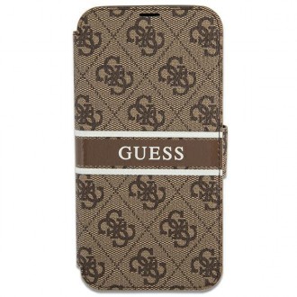 Guess GUBKP13S4GDBR iPhone 13 mini 5,4&quot; hnědá/hnědá kniha 4G Stripe