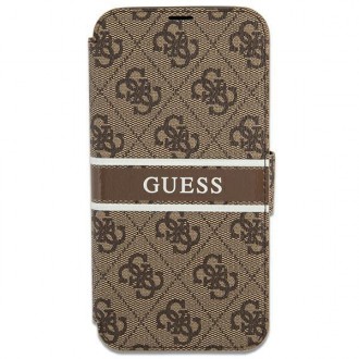 Guess GUBKP13S4GDBR iPhone 13 mini 5,4&quot; hnědá/hnědá kniha 4G Stripe