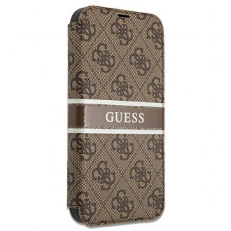 Guess GUBKP13S4GDBR iPhone 13 mini 5,4&quot; hnědá/hnědá kniha 4G Stripe