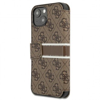 Guess GUBKP13S4GDBR iPhone 13 mini 5,4&quot; hnědá/hnědá kniha 4G Stripe