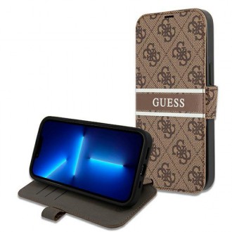 Guess GUBKP13S4GDBR iPhone 13 mini 5,4&quot; hnědá/hnědá kniha 4G Stripe