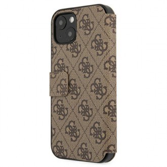 Guess GUBKP13S4GMGBR iPhone 13 mini 5,4&quot; hnědá/hnědá kniha 4G velké kovové logo