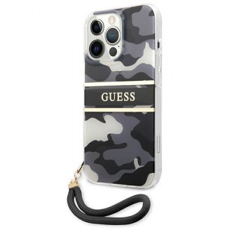 Guess GUHCP13LKCABBK iPhone 13 Pro / 13 6,1&quot; černo/černé pevné pouzdro Camo Strap Collection