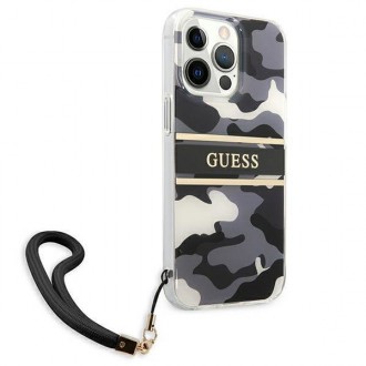 Guess GUHCP13LKCABBK iPhone 13 Pro / 13 6,1&quot; černo/černé pevné pouzdro Camo Strap Collection