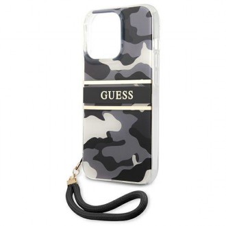 Guess GUHCP13LKCABBK iPhone 13 Pro / 13 6,1&quot; černo/černé pevné pouzdro Camo Strap Collection