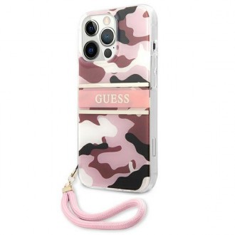 Guess GUHCP13LKCABPI iPhone 13 Pro / 13 6,1&quot; růžové/růžové pevné pouzdro Camo Strap Collection