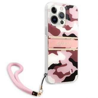 Guess GUHCP13LKCABPI iPhone 13 Pro / 13 6,1&quot; růžové/růžové pevné pouzdro Camo Strap Collection