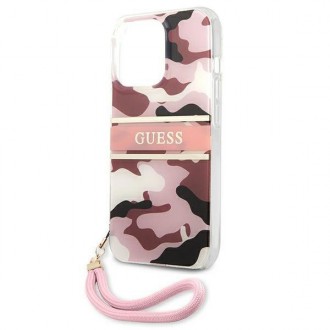 Guess GUHCP13LKCABPI iPhone 13 Pro / 13 6,1&quot; růžové/růžové pevné pouzdro Camo Strap Collection