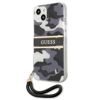 Guess GUHCP13MKCABBK iPhone 13 6,1&quot; černo/černé pevné pouzdro Camo Strap Collection