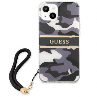 Guess GUHCP13MKCABBK iPhone 13 6,1&quot; černo/černé pevné pouzdro Camo Strap Collection