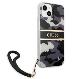 Guess GUHCP13MKCABBK iPhone 13 6,1&quot; černo/černé pevné pouzdro Camo Strap Collection