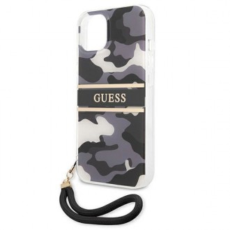 Guess GUHCP13MKCABBK iPhone 13 6,1&quot; černo/černé pevné pouzdro Camo Strap Collection