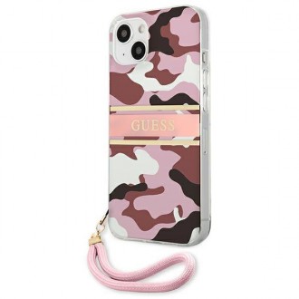 Guess GUHCP13MKCABPI iPhone 13 6,1&quot; růžové/růžové pevné pouzdro Camo Strap Collection