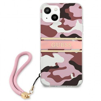 Guess GUHCP13SKCABPI iPhone 13 mini 5,4&quot; růžové/růžové pevné pouzdro Camo Strap Collection