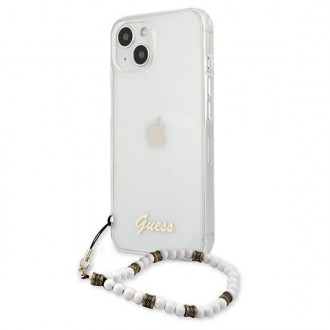 Guess GUHCP13SKPSWH iPhone 13 mini 5,4&quot; průhledný pevný obal White Pearl