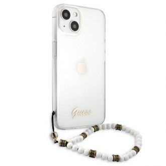 Guess GUHCP13SKPSWH iPhone 13 mini 5,4&quot; průhledný pevný obal White Pearl