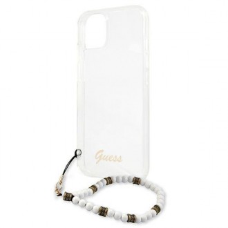 Guess GUHCP13SKPSWH iPhone 13 mini 5,4&quot; průhledný pevný obal White Pearl