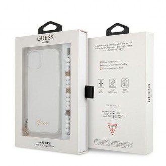 Guess GUHCP13SKPSWH iPhone 13 mini 5,4&quot; průhledný pevný obal White Pearl