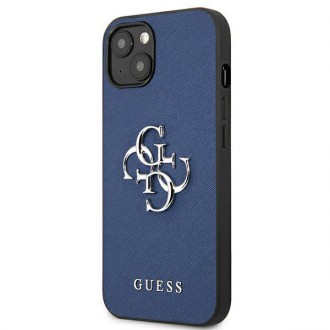 Guess GUHCP13SSA4GSBL iPhone 13 mini 5,4&quot; modro/modré pevné pouzdro Saffiano 4G Metal Logo