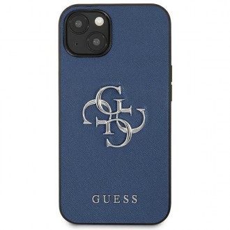 Guess GUHCP13SSA4GSBL iPhone 13 mini 5,4&quot; modro/modré pevné pouzdro Saffiano 4G Metal Logo