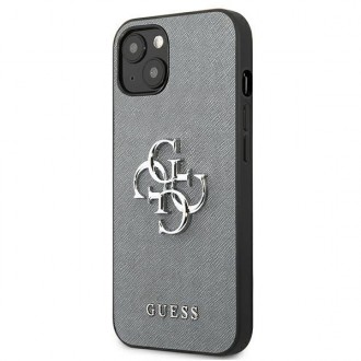 Guess GUHCP13SSA4GSGR iPhone 13 mini 5,4&quot; šedý/šedý pevný obal Saffiano 4G Metal Logo