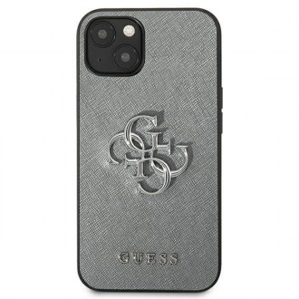 Guess GUHCP13SSA4GSGR iPhone 13 mini 5,4&quot; šedý/šedý pevný obal Saffiano 4G Metal Logo