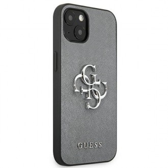 Guess GUHCP13SSA4GSGR iPhone 13 mini 5,4&quot; šedý/šedý pevný obal Saffiano 4G Metal Logo