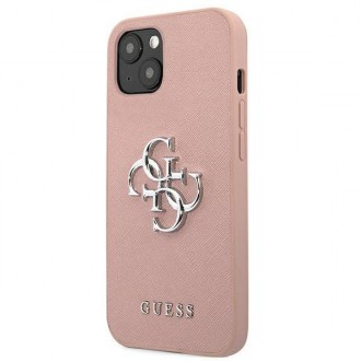 Guess GUHCP13SSA4GSPI iPhone 13 mini 5,4&quot; růžové/růžové pevné pouzdro Saffiano 4G Metal Logo