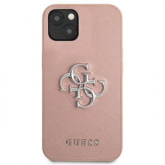 Guess GUHCP13SSA4GSPI iPhone 13 mini 5,4&quot; růžové/růžové pevné pouzdro Saffiano 4G Metal Logo