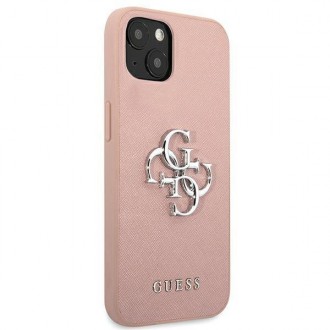 Guess GUHCP13SSA4GSPI iPhone 13 mini 5,4&quot; růžové/růžové pevné pouzdro Saffiano 4G Metal Logo