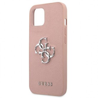 Guess GUHCP13SSA4GSPI iPhone 13 mini 5,4&quot; růžové/růžové pevné pouzdro Saffiano 4G Metal Logo