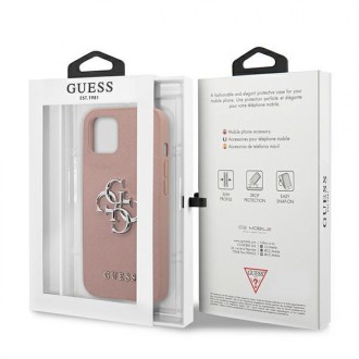 Guess GUHCP13SSA4GSPI iPhone 13 mini 5,4&quot; růžové/růžové pevné pouzdro Saffiano 4G Metal Logo